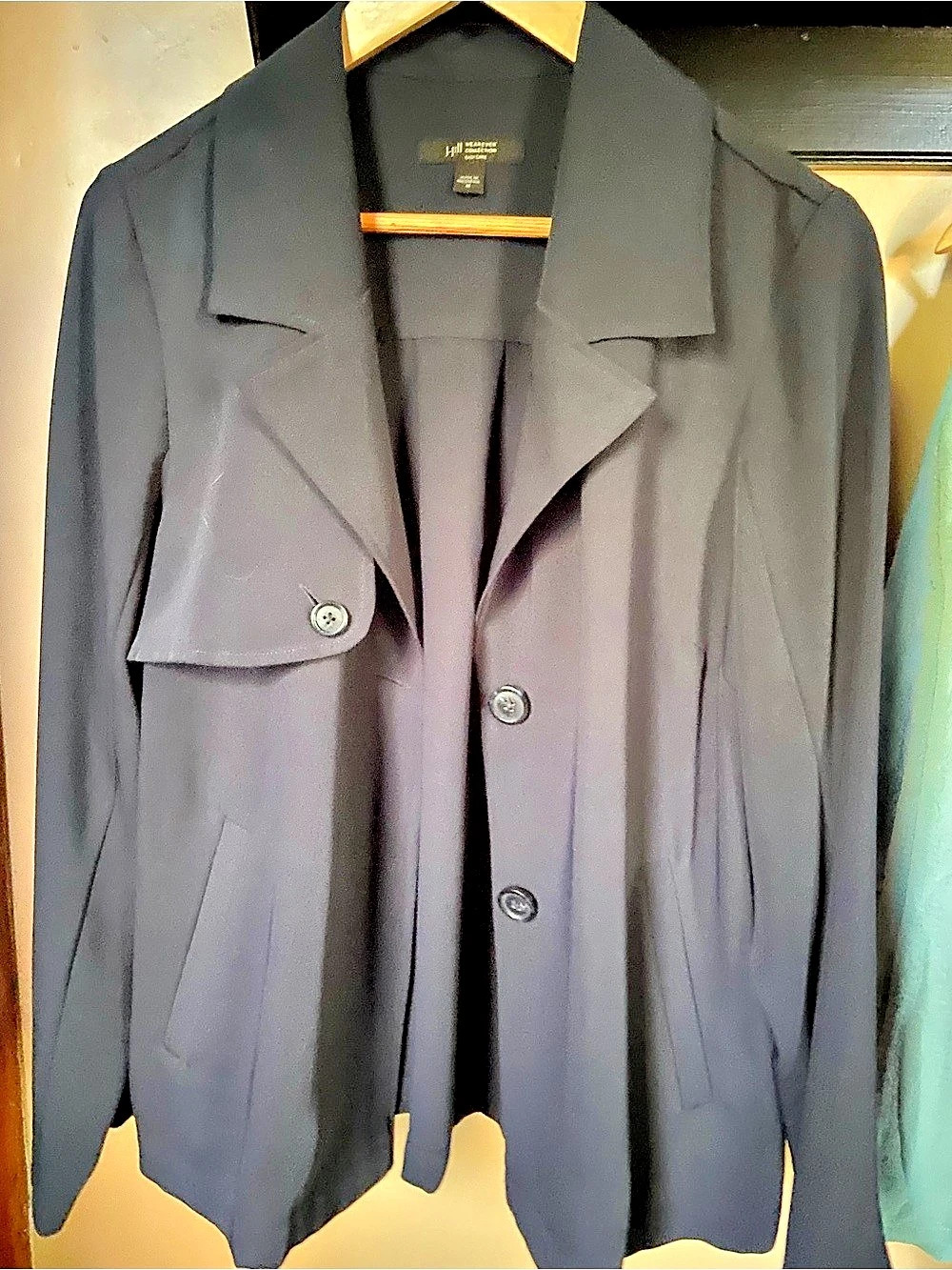 J. Jill Wearever Collection Easy Care Trench Coat in Black Size Medium